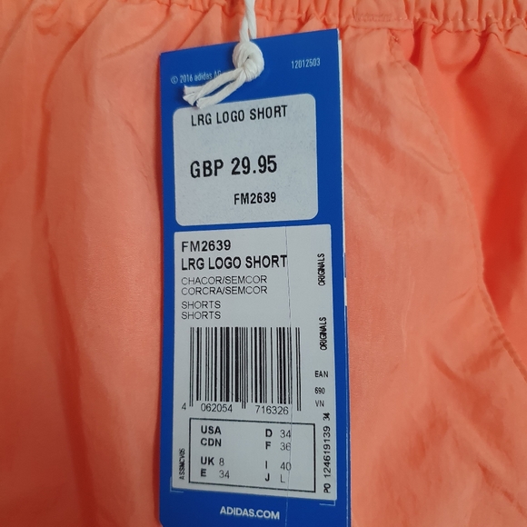 NEW Adidas Originals orange female shorts 8 uk Logo - Picture 4 of 5
